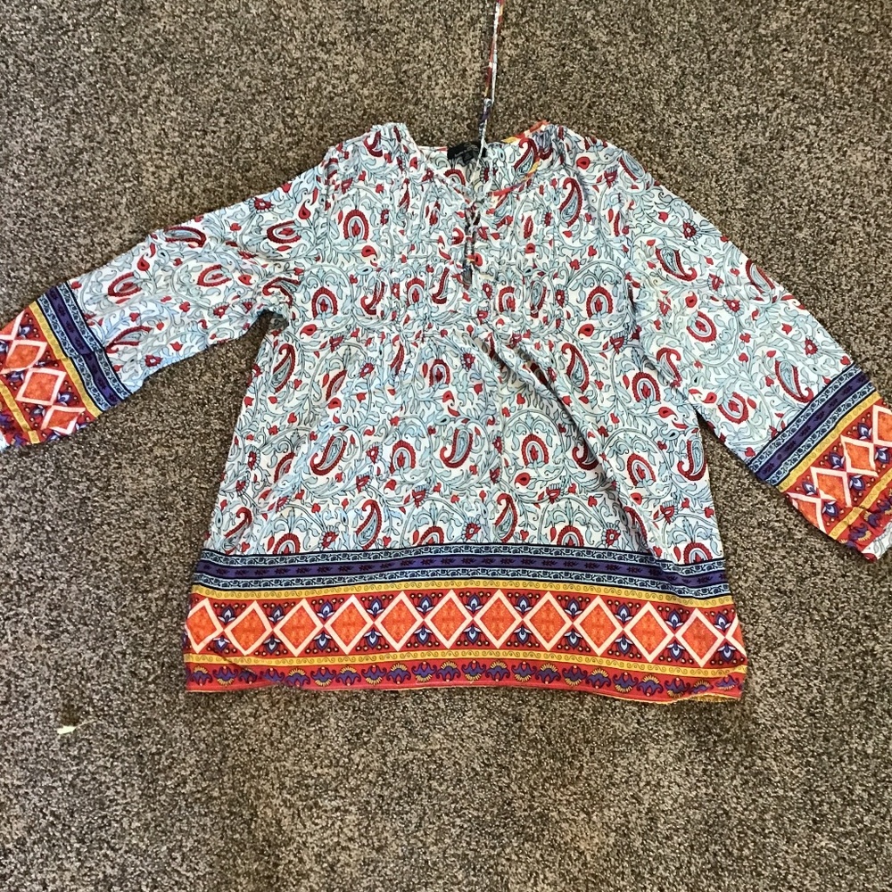 Suzanne Betro 3/4 Sleeve Top Sz 1X